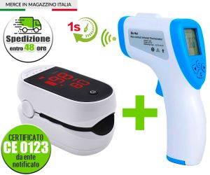 Kit Pulsossimetro Saturimetro iMDK + Termometro Frontale ad infrarossi #N90056004515