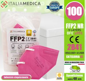 Mascherina FFP2 ROSA Italiamedica Certificata CE2841 DPI Cat.III Made in EU #N90056004412-100